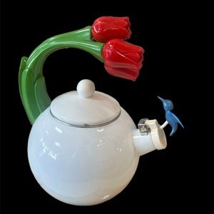 Vintage Hummingbird & Tulips Teapot/Kettle